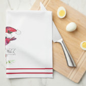 Whimsical Red-kerstvogel Theedoek (Quarter Fold)