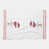 Whimsical Red-kerstvogel Theedoek (Horizontaal)