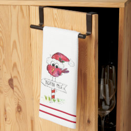 Whimsical Red-kerstvogel Theedoek