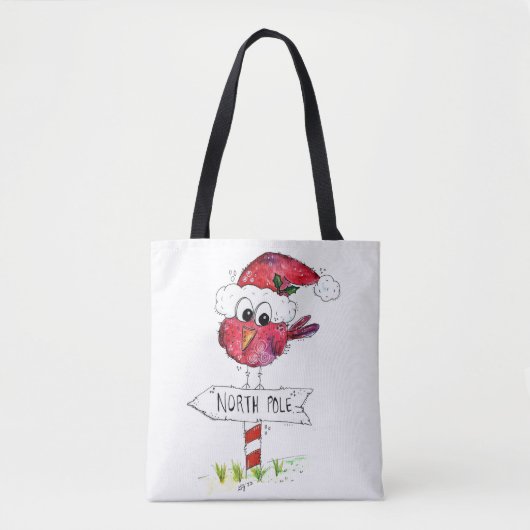 Whimsical Red-kerstvogel Tote Bag (Voorkant)