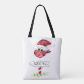 Whimsical Red-kerstvogel Tote Bag (Achterkant)