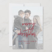 Whimsical Red Merry 2 Verticale foto's Feestdagenkaart (Voorkant)
