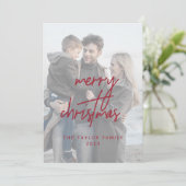 Whimsical Red Merry 2 Verticale foto's Feestdagenkaart (Staand voorkant)