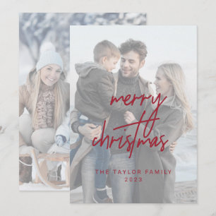 Whimsical Red Merry 2 Verticale foto's Feestdagenkaart