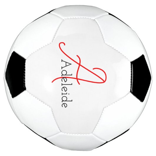 Whimsical Red Monogram gepersonaliseerd Voetbal (Gedraaid)