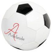 Whimsical Red Monogram gepersonaliseerd Voetbal (Drie kwart)