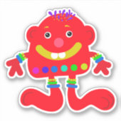 Whimsical Red Monster 4 x 4 Sticker (Voorkant)