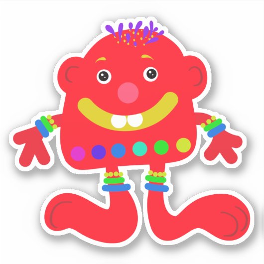Whimsical Red Monster 4 x 4 Sticker (Voorkant)