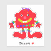 Whimsical Red Monster 4 x 4 Sticker (Vel)