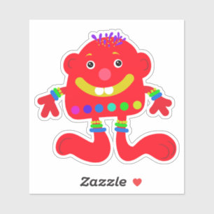 Whimsical Red Monster 4 x 4 Sticker
