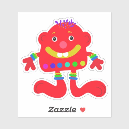 Whimsical Red Monster 4 x 4 Sticker (Vel)
