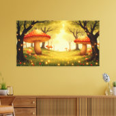 Whimsical Red Mushroom Forest Wall Art Canvas Afdruk (Insitu (Woonkamer))