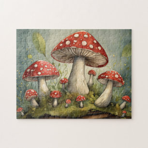Whimsical Red Mushrooms Illustratie Legpuzzel