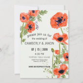 Whimsical Red Oranje Poppies Waterverf Wedding Kaart (Voorkant)