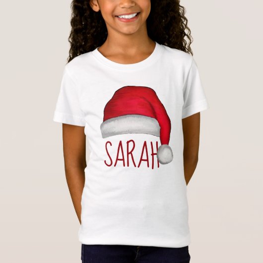 Whimsical Red Painted Santa Hat T-Shirt (Voorkant)