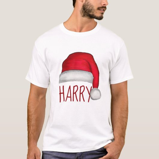 Whimsical Red Painted Santa Hat T-shirt (Voorkant)