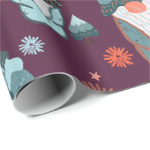 Whimsical Red Pattern Gnome kerstgarden Moon Cadeaupapier (Rol Hoek)