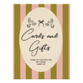Whimsical Red Pink “Cards and Gifts” Wedding Perfect Poster (Voorkant)