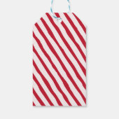 Whimsical Red & Pink Stripe Christmas Photo Cadeaulabel (Achterkant)