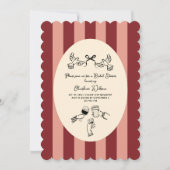 Whimsical Red Pink Striped Scribble Bridal Shower Kaart (Voorkant)
