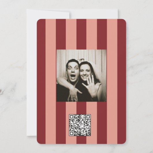 Whimsical Red Pink Striped Scribble  Wedding  Kaart (Achterkant)