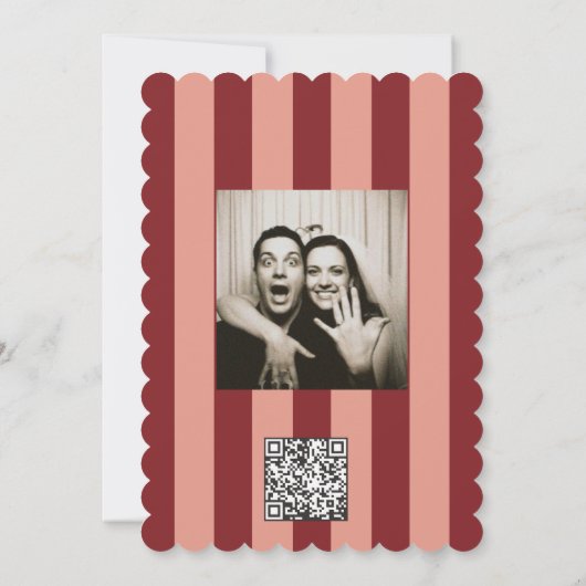 Whimsical Red Pink Striped Scribble  Wedding  Kaart (Achterkant)