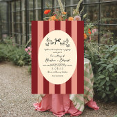 Whimsical Red Pink Striped Scribble  Wedding  Kaart