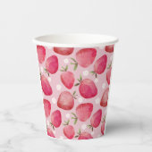 Whimsical red & Pink Watercolor Stawberry pattern Papieren Bekers (Voorkant)