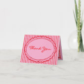 Whimsical Red Pink Watercolor Stripe Wedding Bedankkaart (Voorkant)