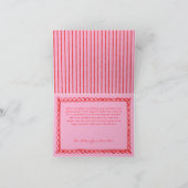 Whimsical Red Pink Watercolor Stripe Wedding Bedankkaart (Binnen)
