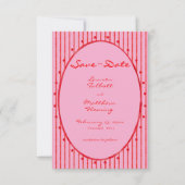 Whimsical Red Pink Watercolor Stripe Wedding Save The Date (Voorkant)