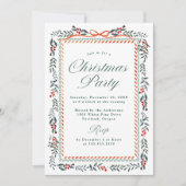 Whimsical Red Ribbon and Greenery Christmas Party Kaart (Voorkant)