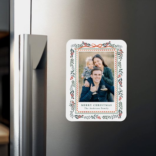 Whimsical Red Ribbon en Greenery 2 Foto Magneet