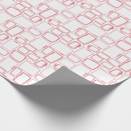 Whimsical Red Ribbon Frame Holiday Cadeaupapier (Hoek)