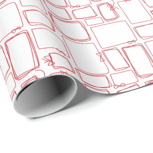 Whimsical Red Ribbon Frame Holiday Cadeaupapier (Rol Hoek)