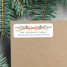 Whimsical Red Ribbon Kerstretouradres