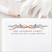 Whimsical Red Ribbon Kerstretouradres Etiket (Insitu)