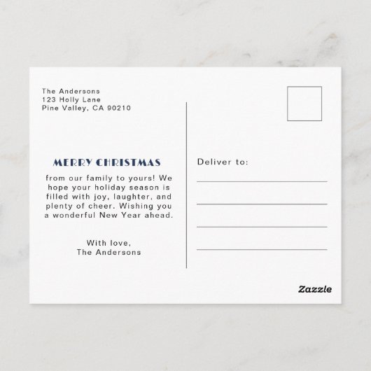 Whimsical Red Ribbon Pet Foto Vrolijk Kerstfeest Briefkaart (Achterkant)