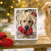Whimsical Red Ribbon Pet Foto Vrolijk Kerstfeest Briefkaart