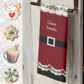 Whimsical Red Santa Suit Kerst Keuken Handdoek