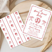 Whimsical Red Strawberry Berry Sweet Baby shower Kaart