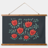 Whimsical Red Tulips Floral Art – Abstracte lente Hangend Wandkleed (Voorkant)