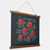 Whimsical Red Tulips Floral Art – Abstracte lente Hangend Wandkleed (Gebogen)