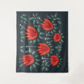 Whimsical Red Tulips Floral Art – Abstracte lente Wandkleed (Voorkant)