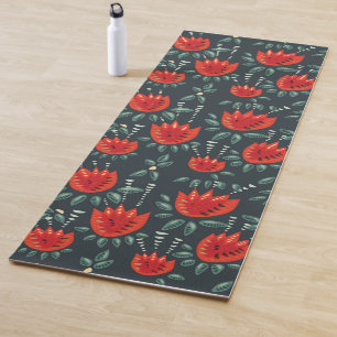 Whimsical Red Tulips Floral Art – Abstracte lente Yogamat