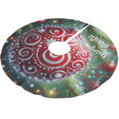 Whimsical Red White Ornament wervelt seizoensgebon Kerstboom Rok (Gekanteld)