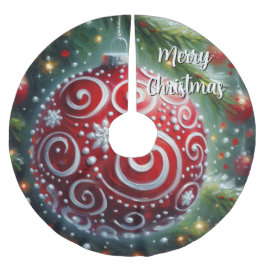 Whimsical Red White Ornament wervelt seizoensgebon Kerstboom Rok