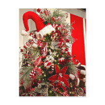 Whimsical Red & White Snoep Threaded kerstboom