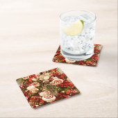 Whimsical Red & White Snoep Threaded kerstboom Kartonnen Onderzetters (Insitu)