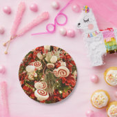 Whimsical Red & White Snoep Threaded kerstboom Papieren Bordje (Feest)